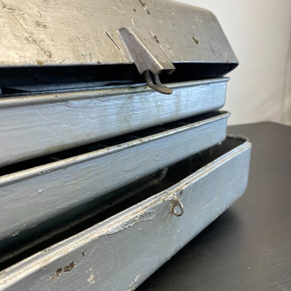 Metal Fishing Tackle Box 2 Tray, Tool Box, Craft Organizer Cantilever Utility. - Picture 7 of 10